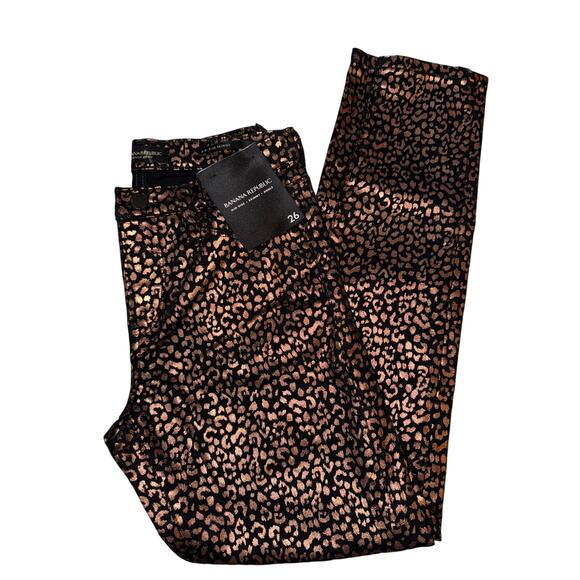 BANANA REPUBLIC
MID-RISE SKINNY METALLIC LEOPARD JEAN NWT SIZE 26 - Picture 4 of 6